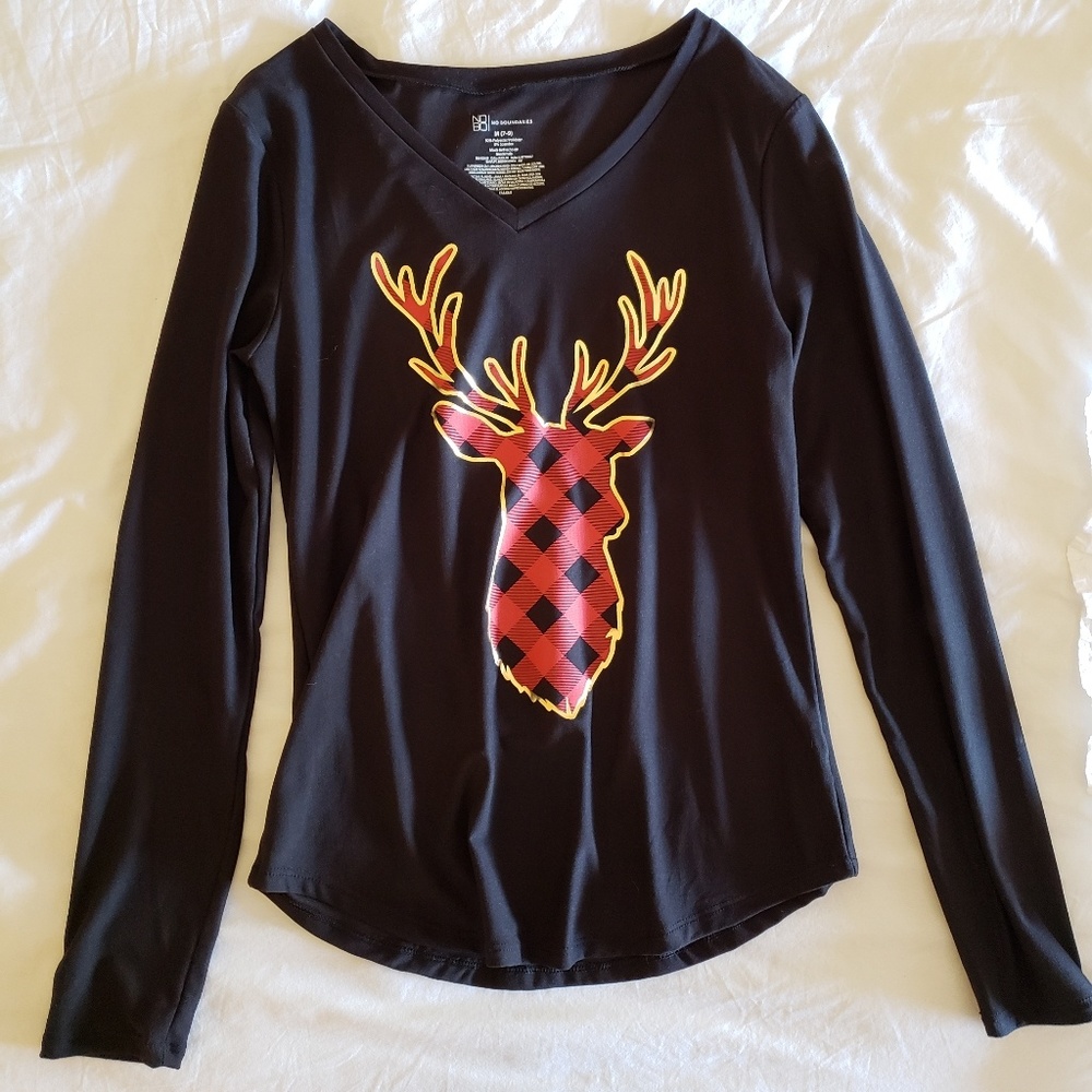 Plaid & Gold Reindeer Christmas Shirt